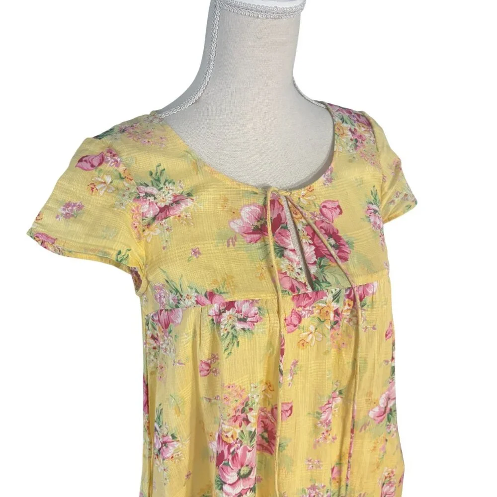 April Cornell Charming Smock Dress blossom yellow floral XXS 4 - 6 XS small - Picture 7 of 12